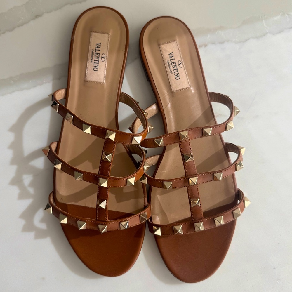 Valentino Garavani Rockstud Caged Flat Slide Sandals